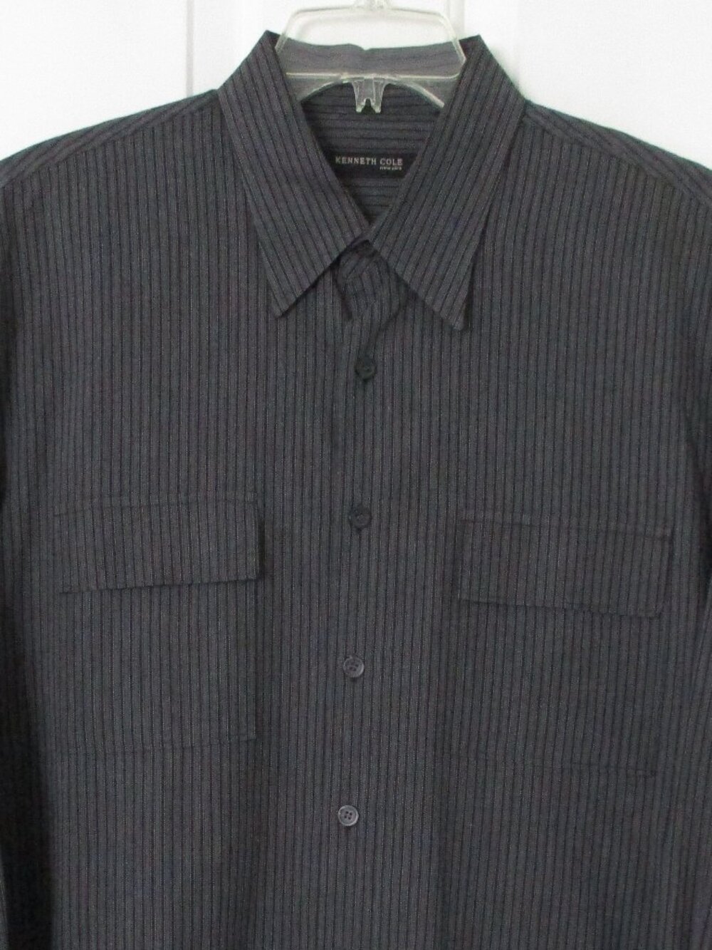 Kenneth Cole New York Mens L/S Gray Cotton Dress Shirt NWOT- Size 17/35 or Large